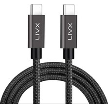 Solid 100W 5A Type C To Type C 3 Metre Hızlı Şarj ve Data Kablosu Halat Örgülü Space Gray