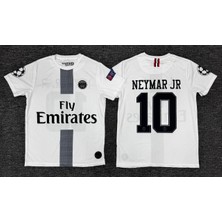 Rodak Spor Neymar 10 Psg 2018/19 Sezon Nostalji Beyaz Futbol T-Shirt