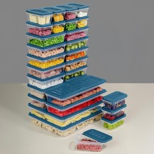 Parça Mikrodalga Uyumlu Organizer Saklama Kabı - 2X2400ML 4X1170ML 10X600ML 12X240ML Mavi