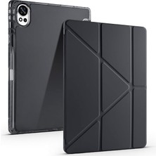 Matepad 12X Ile Için Uyumlu Kılıf Üçgen Tri Folding Kalem Bölmeli Standlı Kılıfı (Siyah)