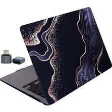 MacBook Air 13 Inç Kılıf Touch Id Uyumlu M1/ıntel Sert Kapak Tpu Lazer Baskılı Mermer Desen Ince Hafif Koruma A2337 A2179 A1932 Siyah