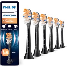 Philips Sonicare A3 Premium Hepsi Bir Arada, Orijinal Yedek Fırça Başlıkları, Siyah, 6'lı Paket, HX9096/88