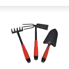 El Aletleri Seti, 30 cm Kürek, Tırmık ve Çapa, Kırmızı-Siyah, 3 Parça