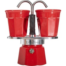 - Set Mini Express: Ocak Üstü Espresso Pişirici + 2 Cups - Renk Kırmızı