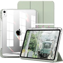 Ipad Air 11INÇ 2024 Air 4/5/6.nesil 10.9 ile Uyumlu Kılıf Pen Charge Şeffaf Kalem Bölmeli Case, Açık Yeşil