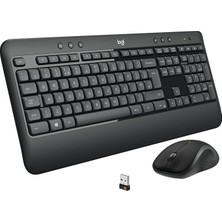 MK540 Kablosuz Klavye ve Mouse Seti, Unifying USB Alıcı, 10 M Kullanım Mesafesi, Sıvı Dökülmesine Dayanıklı, Ayarlanabilir Yükseklik, Siyah