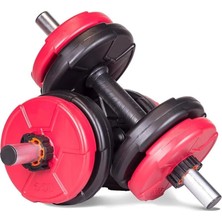 16 kg Dambıl Seti Kırmızı-Siyah 6 In 1 Fitness Set