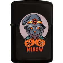 Gift Happy Halloween Tasarımlı Renkli Baskılı Siyah Benzinli Metal Çakmak