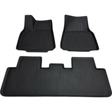 Ile Uyumsuzdur!) Yeni Paspas 3'lü Set Li Parts Tesla Model Y Fit Kalıp Premium Yeni Tpe 3D Havuzlu Paspas Seti (Enjeksiyon Teknolojili), 4 mm Kalınlık