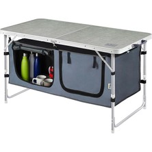Saklama Dolaplı Kamp Masası, Outdoor Kamp Mutfağı, Kamp Dolabı, Katlanabilir Kamp Piknik Masası, Seyahat Mutfağı, Mutfak Dolabı, Depolama Bölmeli, Dış Mekan Mutfağı 120-60CM- Kumaş Desenli