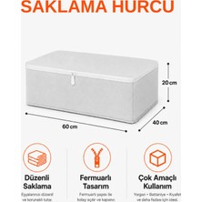 Arkhelais Hurç Saklama Hurcu Baza Altı Hurç Fermuarlı Yorgan Battaniye Kıyafet Düzenleyici Kutu 60X40X20 cm 1 Adet