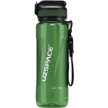 1000ML Pipetli Ölçü Skalalı Şeffaf Gövde Tritan Su Matarası (Yeşil)