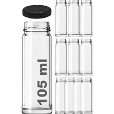 105 ml Metal Siyah Kapaklı Tuzluk Şeffaf Cam Kavanoz 10 Adet