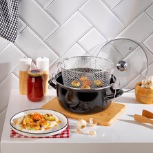 Fry Çıtır Kızartma Tenceresi 22 Cm-3 Parça-Siyah