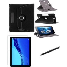 Via L40 10.4" Standlı Tablet Kılıfı+Nano Kırılmaz Ekran Koruyucu+Dokunmatik Kalem Siyah