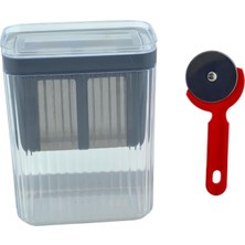 Yoğurt Yapımı Için Çelik Süzgeçli Kap Filtre ve Hamur Pizza Kesme Ruleti (7X16,5CM)