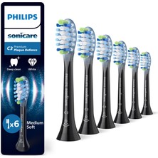 Philips Sonicare C3 Premium Plaque Defense, Orijinal Yedek Fırça Başlıkları, Siyah, 6'lı Paket, HX9046/88