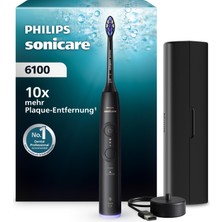 Philips Sonicare Series 6100 Elektrikli Diş Fırçası - Yeni Nesil Teknoloji, Basınç Sensörü, 6 Fırçalama Ayarı, Smartimer, Brushpacer, 21 Günlük Çalışma Süresi, Seyahat Çantası, Siyah, HX7401/12