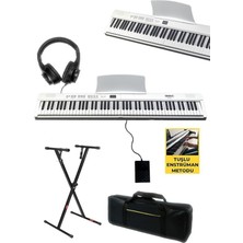 PLX-80WHST Taşınabilir Katlanır Dijital Piyano Tuş Hassasiyetli 88 Tuş Bt (Stand Sustain Kulaklık Çanta Metod)