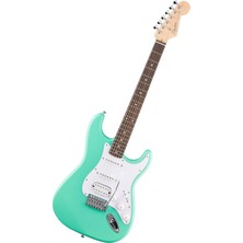 By Fender Debut Collection Hss Stratocaster Elektro Gitar, Laurel Klavye, Beyaz Vuruş Tahtası, Deniz Köpüğü Yeşili
