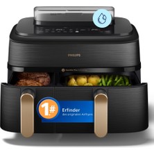 Philips Steam Airfryer 5000 Serisi Çift Sepetli Sıcak Hava Fritözü, Buhar Fonksiyonlu ve 2 Sepet - Steam, Airfry, Steamfry, 9l (3l+6l), Rapidair Plus, Otomatik Buharlı Temizleme (NA552/00)