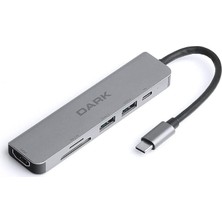 USB 3.1 Type-C 6 In 1 Hdmı/tf Sd Kart Okuyucu/usb 3.0 & USB 2.0 / Usb-C Pd Dönüştürücü Çevirici Hub (DK-AC-U31X38)