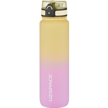1000ML Çift Renkli Sızdırmaz Bpa Içermez Kilitlenebilir Kapaklı Motivasyonel Tritan Su Matarası (Sarı-Lila)