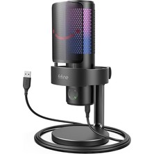 A9 USB Rgb LED Işıklı Masaüstü Mikrofon, Siyah