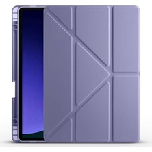 Samsung Galaxy Tab S9 Fe ile Uyumlu Kılıf Tri Folding Silikon Kalem Bölmeli Katlanabilir Standlı Pu Deri Yumuşak Kapak, Tablet Kılıfı [kalem Alanı, Akıllı Kapak, Uyku Modlu] - Mor