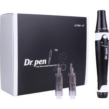 Pen Ultima A7 Microneedling Kalem - 18000 Rpm En Güçlü Kablolu Model - Profesyonel Derma Otomatik Kalem - Yüz ve Vücut Için En Iyi Cilt Bakım Alet Seti - 6 Adet 12 Pinli Kartuş