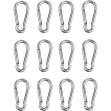 12 Adet M6 Karabina Kanca - Ağır Hizmet Tipi 304 Paslanmaz Çelik Geçmeli Kanca, Carabiner Anahtarlık Klipsleri Açık, Kamp, Yürüyüş Için