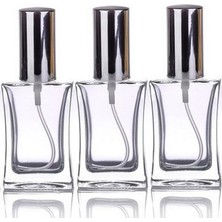 3 Adet 50 ml Cam Yeniden Doldurulabilir Sprey Kolonya Boş Parfüm Şişesi Gümüş Renk Kapaklı