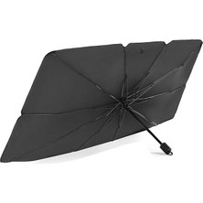 Bemy Ticaret Oto Market Katlanabilir Şemsiye Tip Ön Cam Güneşlik 140CM x 75CM Siyah Renkli Araç Dış Aksesuar