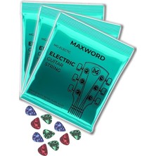 Gt-Electric-3x Kaliteli Elektro Gitar Teli 3 Takım Set (10 Pena Hediye)