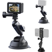 Alüminyum Alaşımlı Araç Vantuz Montajı, Hero 13 12 11 10 9 8 Djı Osmo Action 5 Pro 4 3 Insta 360 X5 X4 Huawei iPhone Mobil Telefon Kameraları Için, Telefon Tutacılı Araç Ön Cam Montajı