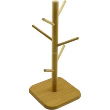 Ahşap Bambu Kupa Bardak Askısı 6'lı Stand Doğal Mutfak Tezgahı Için Kupa Standı Bardak Tutucu Modern Dekoratif Dayanıklı Kolay Kurulumlu Organizer (Kare)