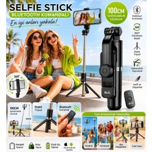 Bsf-1 Bluetooth Kumandalı LED Işıklı Selfie Stick Tripod 100 cm Uzatılabilir Telefon Tutucu