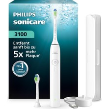 Philips Sonicare Series 3100 Elektrikli Diş Fırçası - Basınç Sensörlü Sonic Diş Fırçası, Üç Yoğunluk Seviyesi, Easystart, Smartimer, 14 Günlük Çalışma Süresi, Seyahat Çantası, Beyaz, HX4034/21, [yeni]