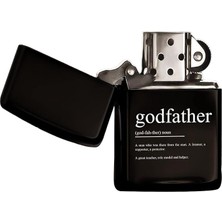 Gift Godfather Tasarımlı Renkli Baskılı Siyah Benzinli Metal Çakmak