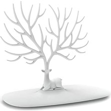 Geyik Tasarımlı Takı Standı, Yüzük, Küpe, Kolye Askılığı, Şık Mücevher Organizer, Estetik ve Dayanıklı Tasarım (Beyaz)