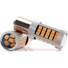 93 Tek Duy LED PY21W Tip BAU15S 66 Ledli Yakın Tırnak Mercekli Turuncu