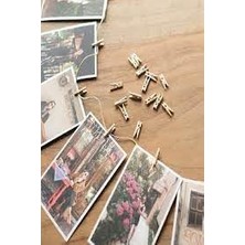 Ahşap Mandal Seti, Fotoğraf ve Süsleme Için, 50 Adet, Doğal