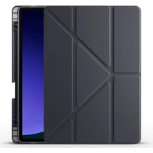 Galaxy Tab S9 Kılıf Silikon 4 Farklı Stand Olabilen Kalem Bölmeli Tablet Kılıf Siyah