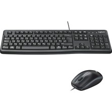 MK120 USB Kablolu Klavye Mouse Seti, Tam Boyutlu, Sağ ve Sol Elle Kullanıma Uygun Mouse, Sıvı Dökülmesine Dayanıklı, Türkçe Q Klavye, Siyah