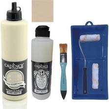 Mobilya Boyası-Cadence Multisurface H-006 Dantel 500ML Ultimate Vernik Mat 250ML Saten Rulo Set Dantel Tek Ebat