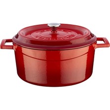 Döküm Yuvarlak Tencere, Trendy, 24 Cm, 4.49 L Hacim, Kırmızı