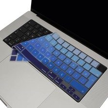 MacBook Klavye Koruyucu Silikon Kılıf Türkçe Q Baskılı Uk-Ters L- Enter Tipi Air 13,6-15,3inç- Pro 14,2-16,2inç M1-M2-M3-M4 Pro Max Uyumlu, Yıkanabilir Silikon Klavye Filmi Lacivert Mavi
