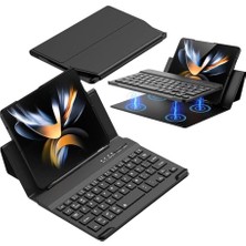 Galaxy Z Fold 5/6/7 ile Uyumlu Standlı Bluetooth Klavyeli ve Keyboard Kapak, Siyah