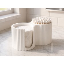 Hobby Fab Design Iki Bölmeli Pamuk Düzenleyici - Banyo Düzenleyici Organizer - Pamuk Düzenleyici - Q-Tip - Makyaj Pamuğu