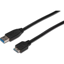 USB 3.0 Bağlantı Kablosu, USB A Erkek - USB Micro B Erkek, 1 Metre, Awg 28, USB 3.0 Uyumlu, Ul, Siy